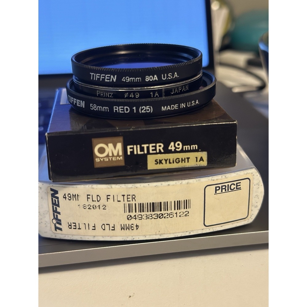 Tiffen 49 FLD, OM 49 Sky 1A, Tiffen 58 red, Tiffen 49 80a, prinz 49 1A Filters